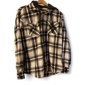 Free Planet Brown Plaid Hooded Shirt